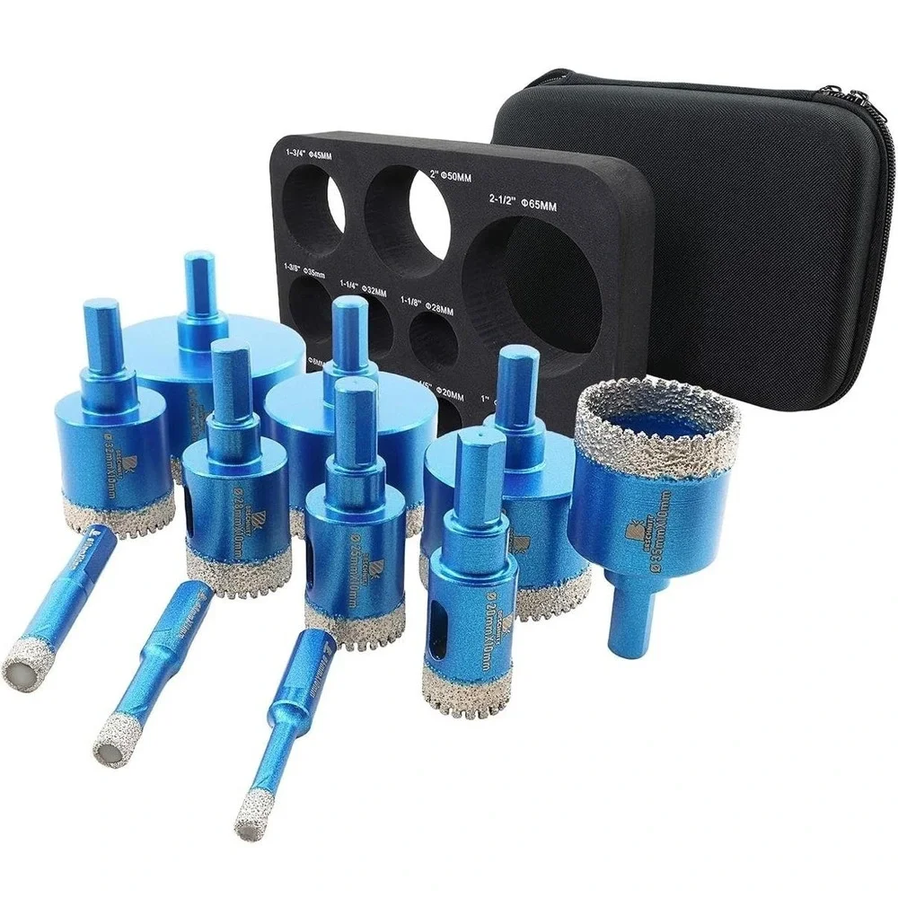 ZNXIMER Diamond Hole Saw Core Drill Bit 11 Piece‎ Set 6-65mm Blue Tile Ceramic